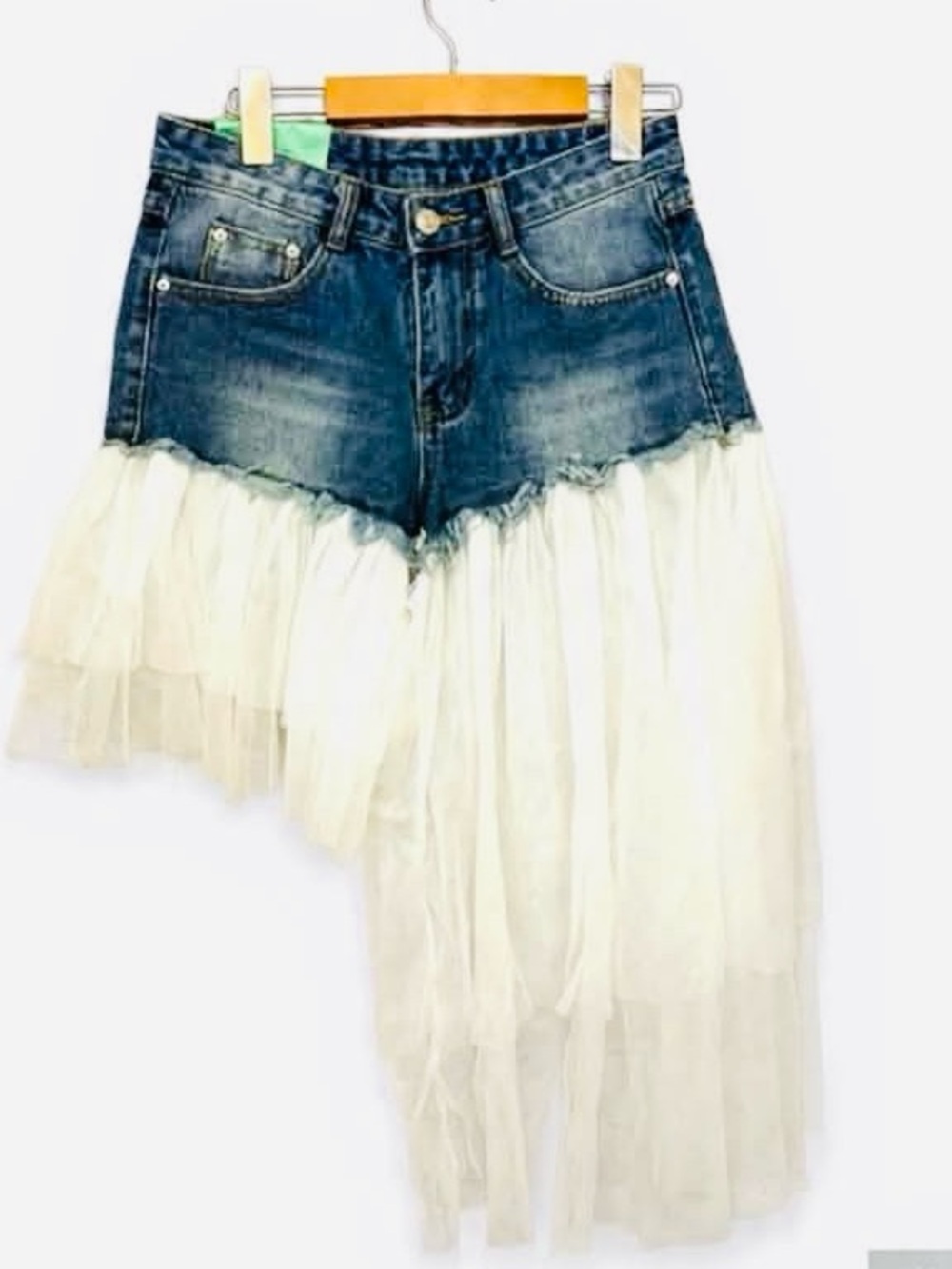 Nwt denim and tulle shorts